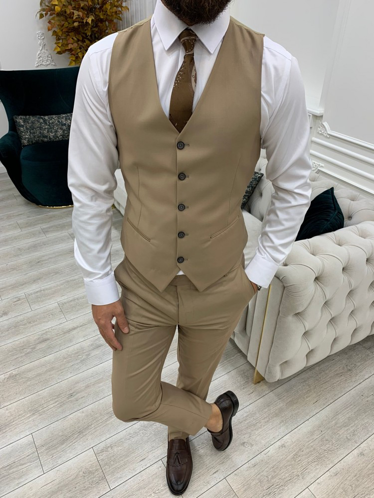 Beige Slim-Fit Italian Cut Suit