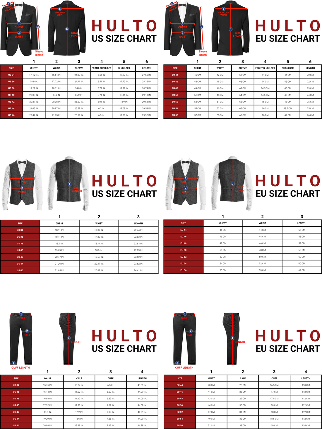 Tuxedo hotsell sizes chart