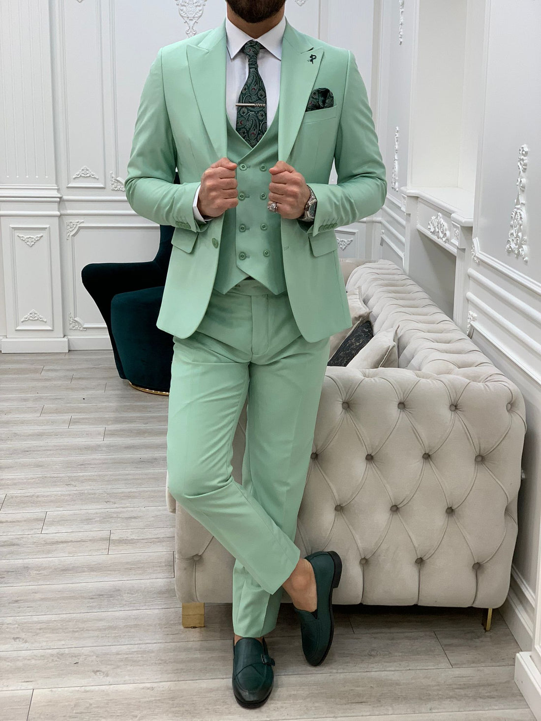 Light Green Slim-Fit Italian Cut Suit