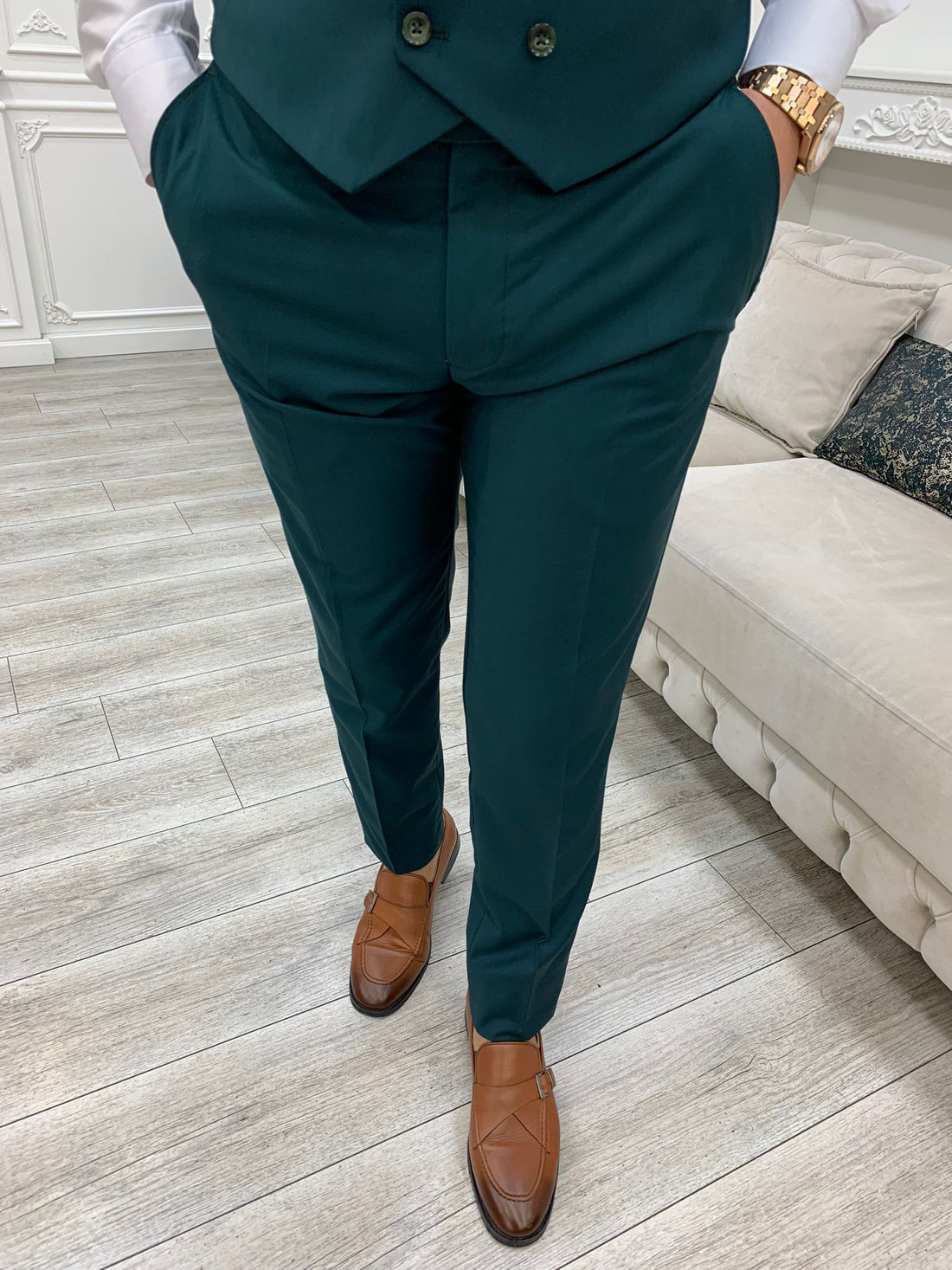 Green Slim-Fit Italian Cut Suit