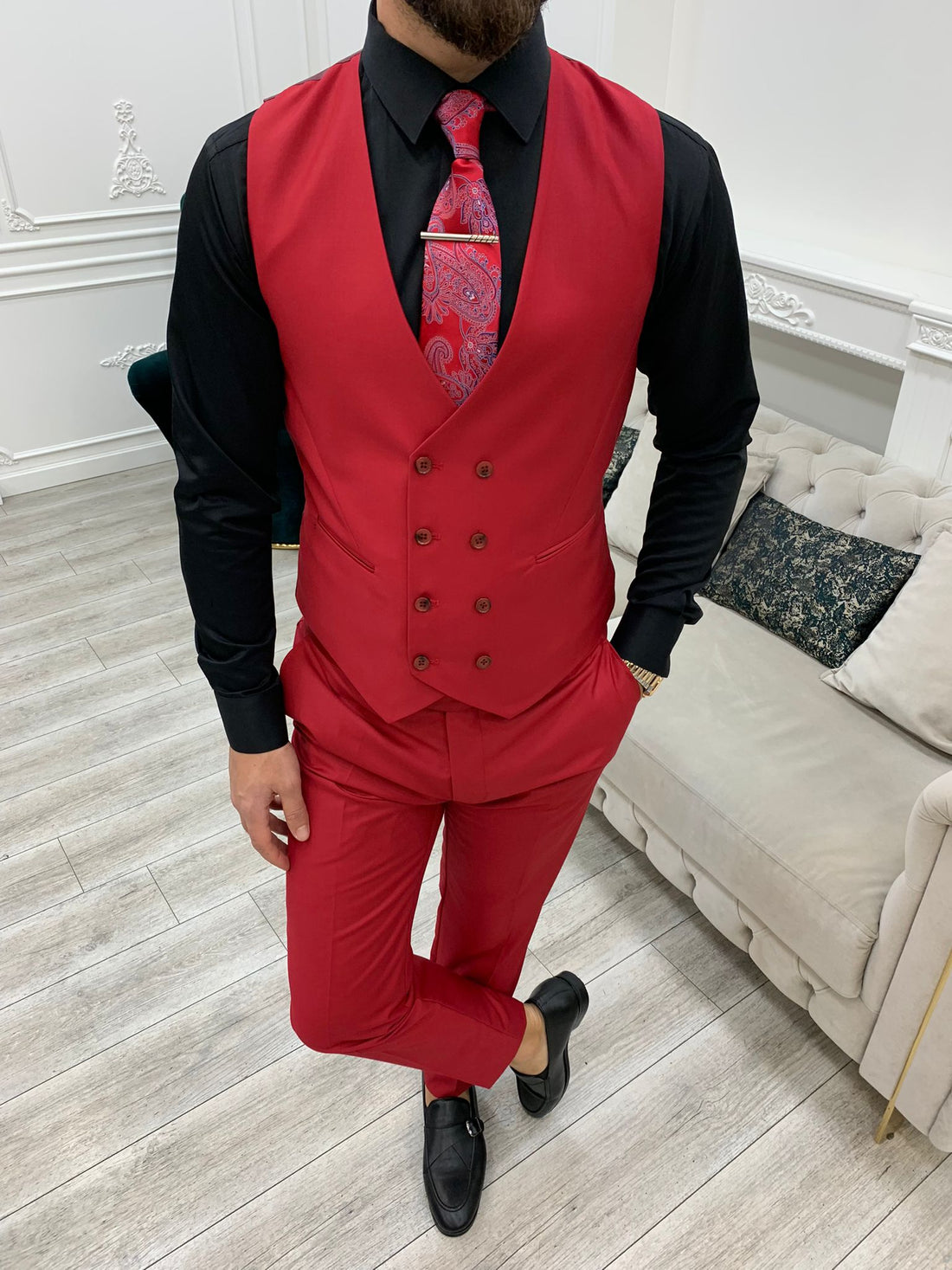 Red Slim-Fit Italian Cut Suit