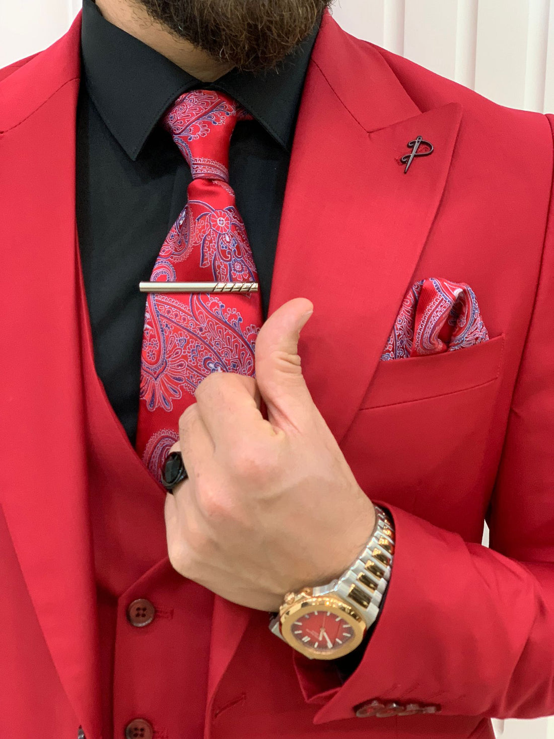 Red Slim-Fit Italian Cut Suit