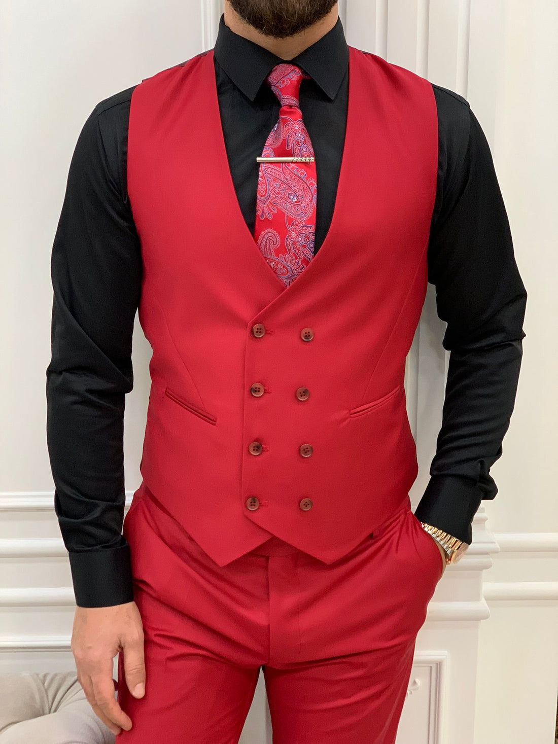 Red Slim-Fit Italian Cut Suit