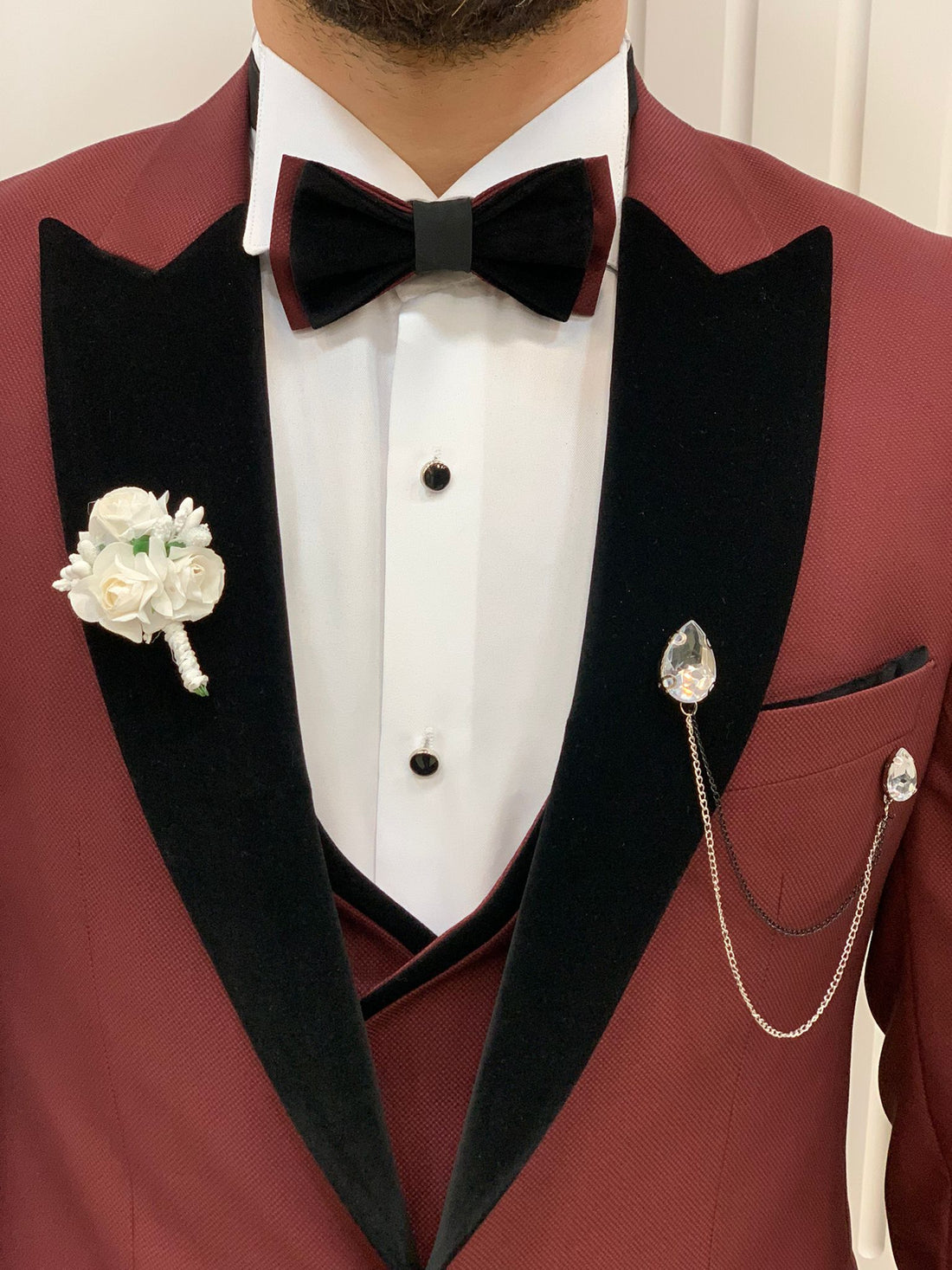 Burgundy Dovetail Slim-Fit Italian Cut Tuxedo