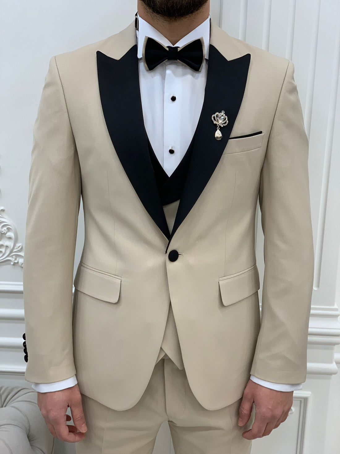 Beige Dovetail Slim-Fit Italian Cut Tuxedo