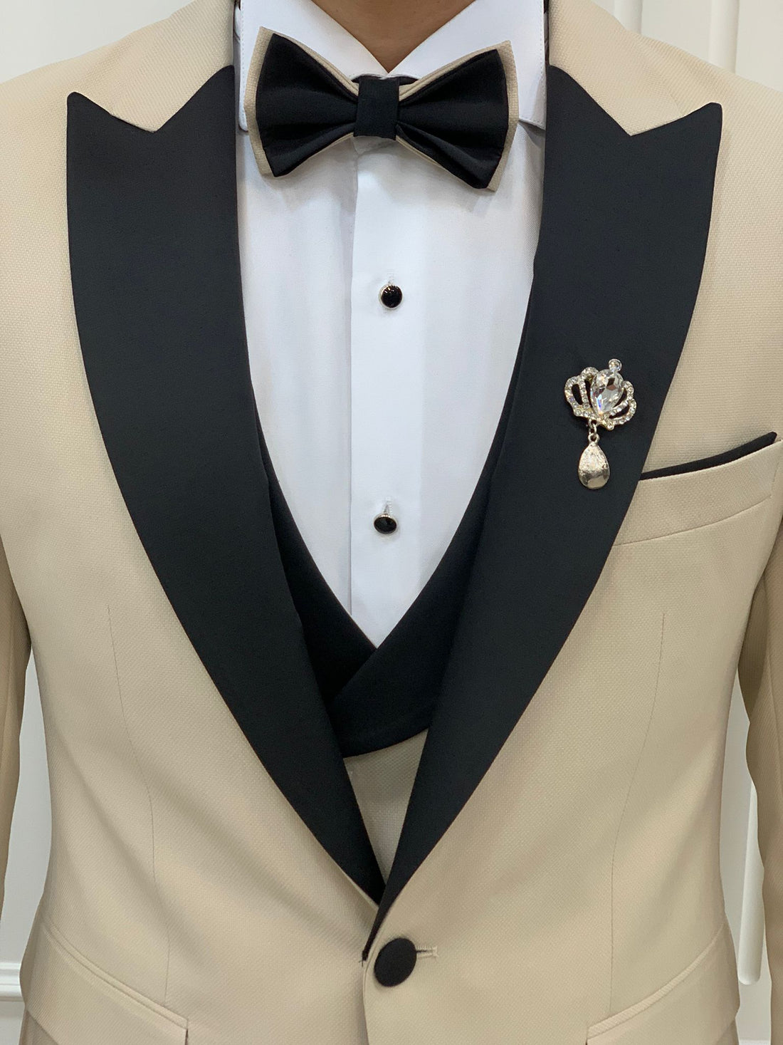 Beige Dovetail Slim-Fit Italian Cut Tuxedo