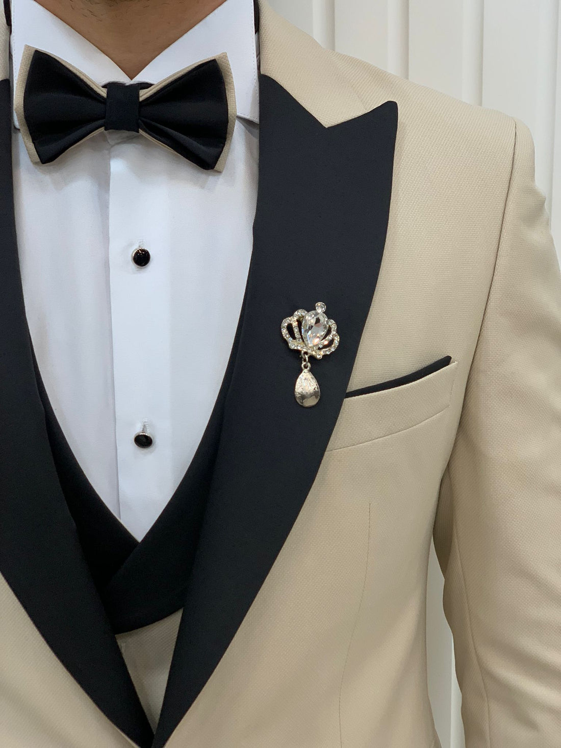 Beige Dovetail Slim-Fit Italian Cut Tuxedo