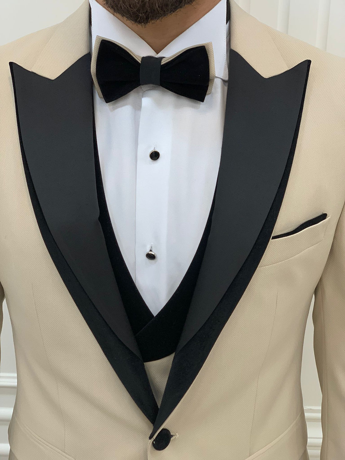 Beige Dovetail Slim-Fit Italian Cut Tuxedo