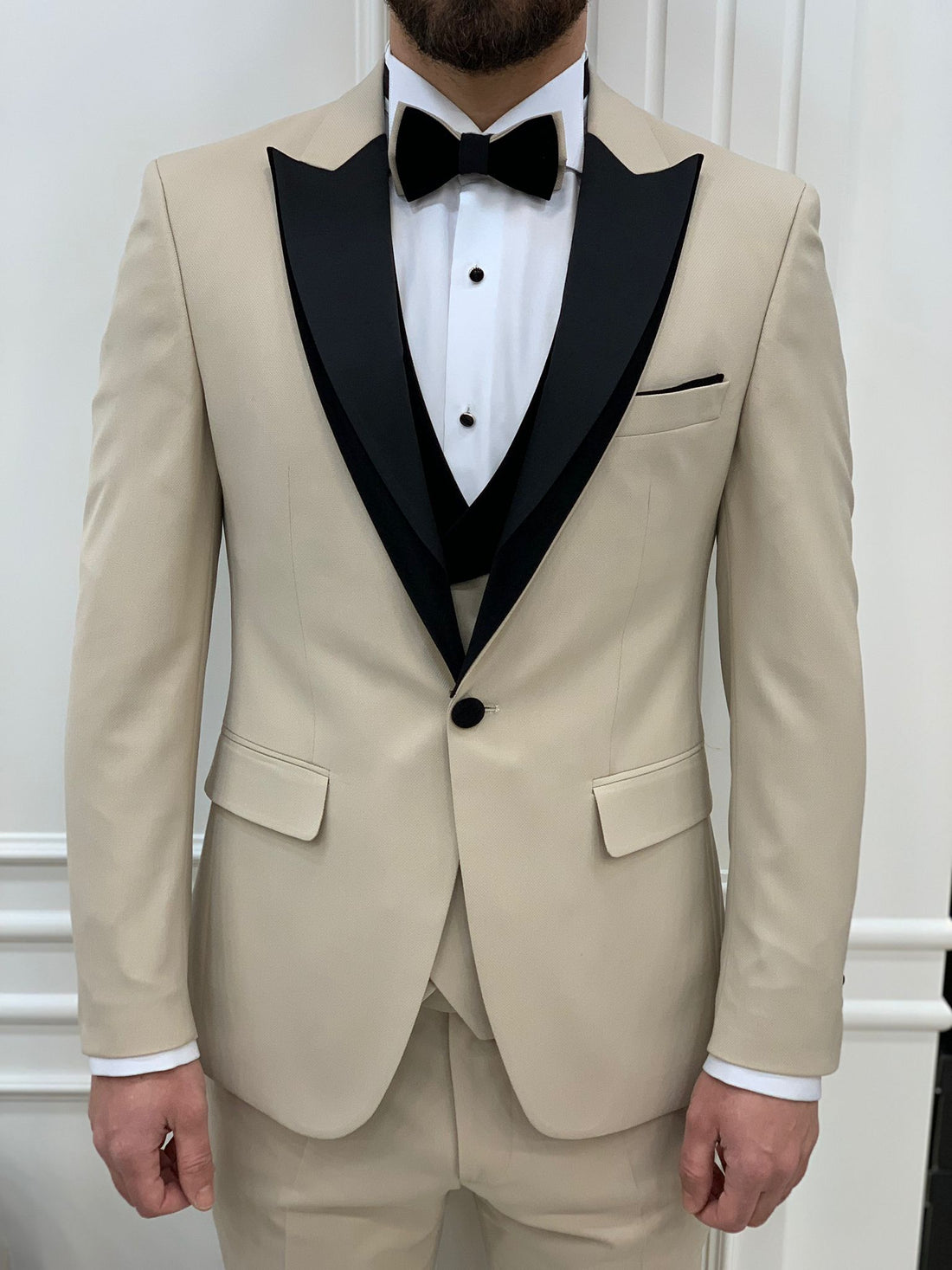 Beige Dovetail Slim-Fit Italian Cut Tuxedo